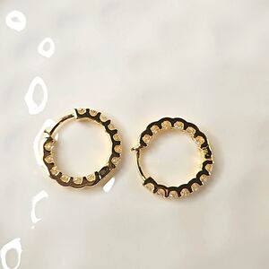 In and Out Moissanite Huggie 18k Yellow Gold Plated